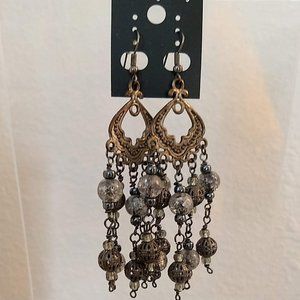 🌷5/$20 - Vintage Brass Style Filigree Balls Chandelier Earrings